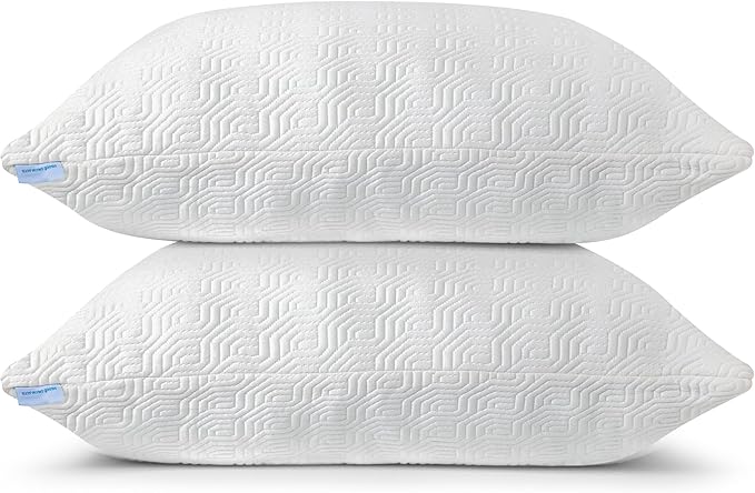 2 Pack King Size Rayon Derived from Bamboo Pillows for Sleeping, Cooling Shredded Memory Foam Pillow Sets for Back, Side, Stomach Sleepers, Adjustable, Removable Cover, King (Pack of 2)