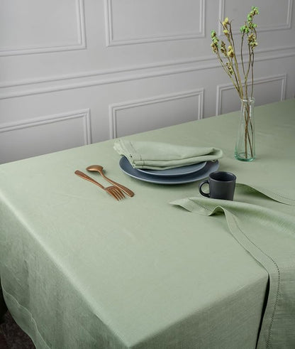 D'Moksha Homes Linen Tablecloth 60 x 144 Inch - 100% Pure Linen Sage Green Tablecloth - Machine Washable Dining Tablecloth for Rectangle Tables