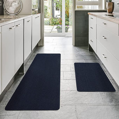 COSY HOMEER 24x35 Inch/24X60 Inch Kitchen Rug Mats Made of 100% Polypropylene Strip TPR Backing 2 Pieces Soft Kitchen Mat Specialized in Anti Slippery and Machine Washable,Navy