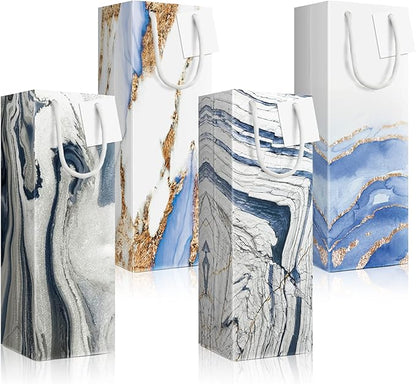 12 PC Bottle Bags for Gifts, Upscale Marble Design Wine & Bottle Bags, Heavy Duty Tall Wine Bag, Bottle Bags for Wine, Wine Gift Bag, Bottle Gift Bags for Wine, Wine Bags, Wine Gift Bags