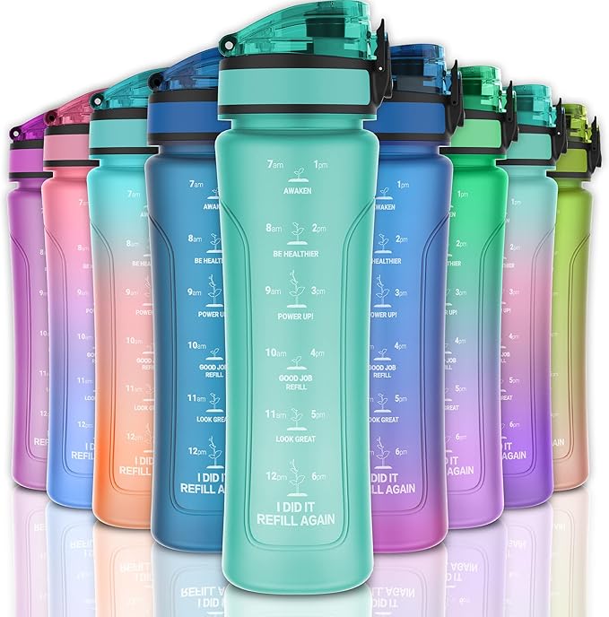 15oz Kids Sports Water Bottles for School with Spout Lid (Green)