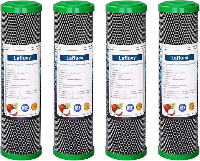 5 Micron 10"x2.5" Coconut Shell Activated Carbon Water Filter, CTO,4 Pack,Compatible with Home Under-Sink & Countertop Filtration System