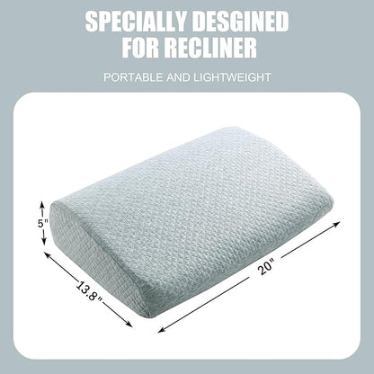 BALAPET Memory Foam Lumbar Support Pillow for Recliner Chair, Extra Large Back Support Cushion for Elderly, Supportive Lumbar Support Pillow, Thick Backrest for Home Reading, 20x14x5, Light Grey