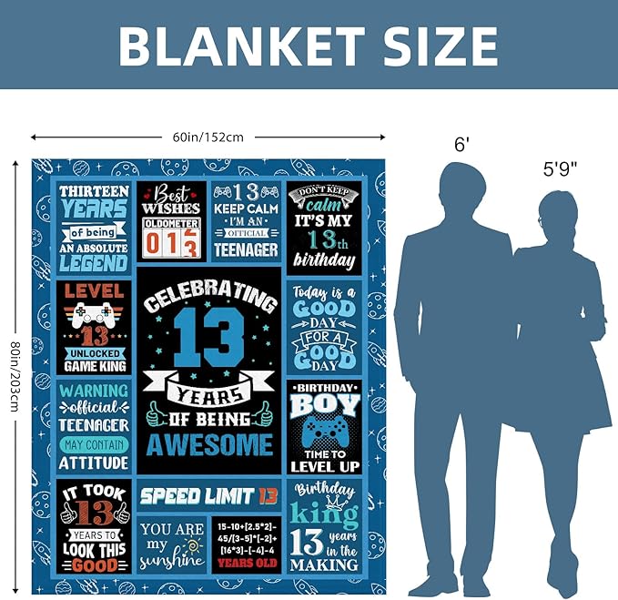 13 Year Old Boy Gifts Birthday Gifts for 13 Year Old Boys, Kids Blanket 80 x 60 Inches Warm Flannel Throw Blankets for Boys 13 Year Old Boy Birthday Gifts Ideas