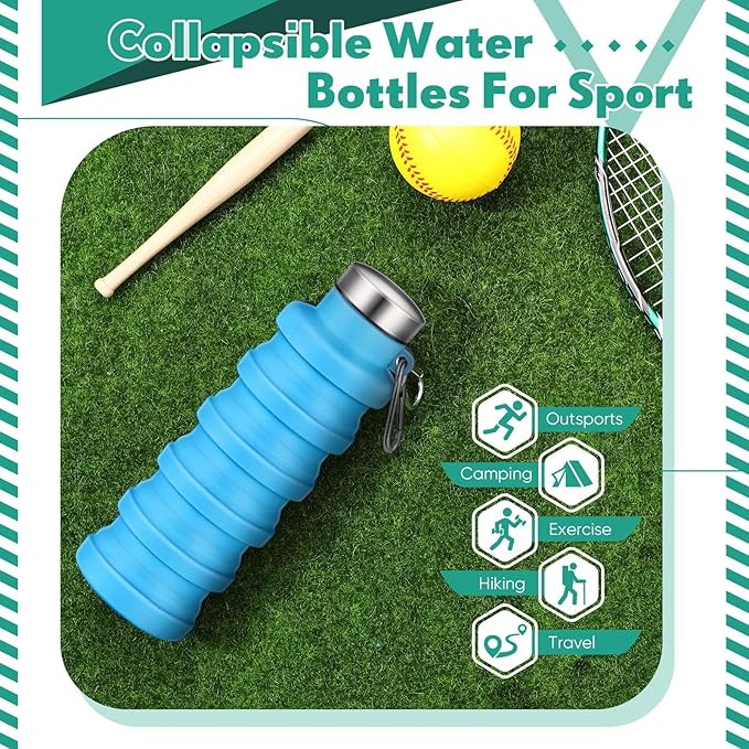 17oz Collapsible Water Bottles for Travel 500ml Reusable Foldable Silicone Water Bottle with Portable Buckle Silicone for Camping Hiking Sport