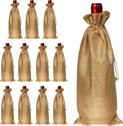 10 Pcs Bottle Bags for Gifts, Wine & Bottle Bags with Tag String and Pen Bottle Bags for Wine, Bottle Bags for Gifts Bottle Gift Bags for Wine Wine Bag Christmas Carrier Bag Wine Gift Bag Burlap Bags