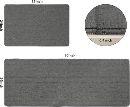 COSY HOMEER 24x35 Inch/24X60 Inch Kitchen Rug Mats Made of 100% Polypropylene Strip TPR Backing 2 Pieces Soft Kitchen Mat Specialized in Anti Slippery and Machine Washable,Grey