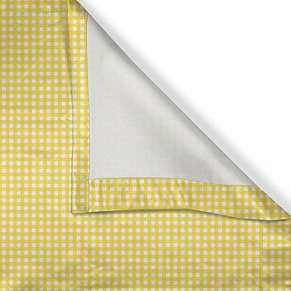 Ambesonne Checkered Valance & Tier Curtain 3 pcs Set, Classic English Pattern in Yellow Picnic in Summertime Theme Retro Striped, Window Treatments for Kitchen Room Decor, 55" x 36", Yellow White