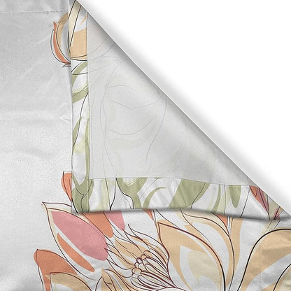 Ambesonne Dragonfly Kitchen Curtains, Lotus Flower Field Winged Bug Flying Oriental Blooms Print, Window Drapes 2 Panel Set for Kitchen Cafe Decor, 55" x 39", Cream Peach