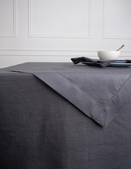 D'Moksha Homes Linen Tablecloth 54 x 72 Inch - 100% Pure Linen Charcoal Grey Tablecloth - Machine Washable Dining Tablecloth for Rectangle Tables