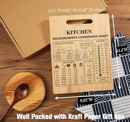 Congratulation New Home Gift-Housewarming Gift-Anniversary Retirement Birthday Wedding Christmas Gift for Houseowner-Kitchen Measurements Conversion Chart-Home Sweet Home Bamboo Cutting Board