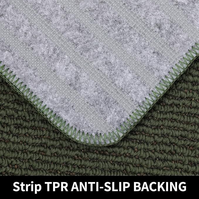 COSY HOMEER 20x30 Inch/20X48 Inch Kitchen Rug Mats Made of 100% Polypropylene Strip TPR Backing 2 Pieces Soft Kitchen Mat Specialized in Anti Slippery and Machine Washable,Green