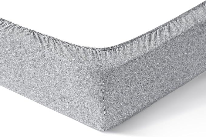 100% Cotton Jersey Knitted Standard Crib Sheets for Boys and Toddler, Soft and Breathable,Crib Sheets Girl Snug Fit, Machine Washable, Multiple Colors (P2,Dark Grey/Silver Grey,28"x52"x9")