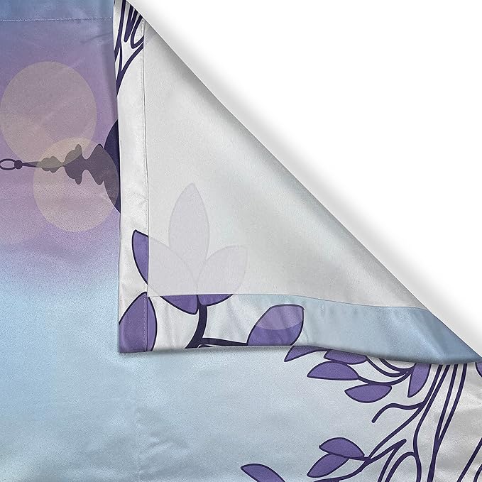 Ambesonne Lantern Kitchen Curtains, Street in a Sinister Violet Environment Raven on a Branch Night, Window Drapes 2 Panel Set for Kitchen Cafe Decor, 55" x 39", Violet Blue