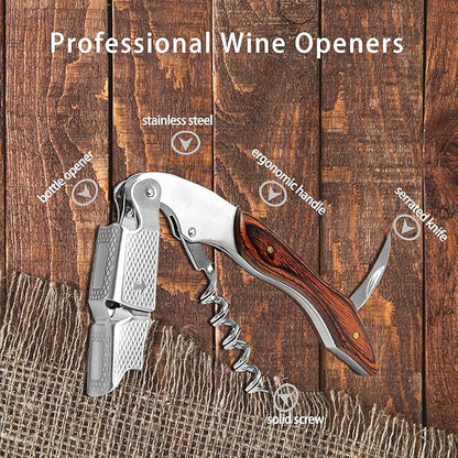 Wine Opener 2 Pack, Professional Corkscrew Wine Bottle Opener, Stainless Steel Wine Key Waiters Wine Bottle Openerfor for Restaurant Waiters, Sommelier, Bartenders Home Use