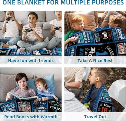 18 Year Old Boy Gifts Birthday Gifts for 18 Year Old Boys, Kids Blanket 60 x 50 Inches Warm Flannel Throw Blankets for Boys 18 Year Old Boy Birthday Gifts Ideas