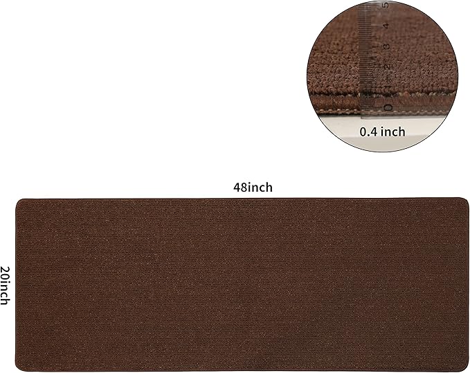 COSY HOMEER 20X48 Inch Kitchen Rug Mats Made of 100% Polypropylene Strip TPR Backing Soft Kitchen Mat Specialized in Anti Slippery and Machine Washable,for Kitchen, Floor,Brown