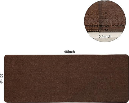 COSY HOMEER 20X48 Inch Kitchen Rug Mats Made of 100% Polypropylene Strip TPR Backing Soft Kitchen Mat Specialized in Anti Slippery and Machine Washable,for Kitchen, Floor,Brown