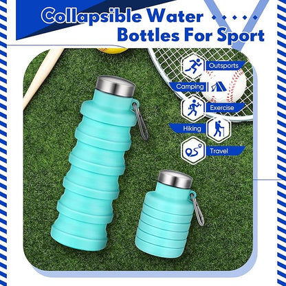 17oz Collapsible Water Bottles for Travel 500ml Reusable Foldable Silicone Water Bottle with Portable Buckle Silicone for Camping Hiking Sport