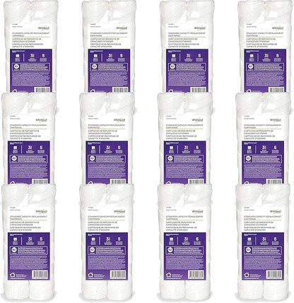 Whirlpool Whole Home String Wound Water Filters WHKF-WHSW, Full Case of 12 Packs, NSF Certified 5-Micron Filtration Reduces Sediment, Sand, Sil, Silt, and Rust