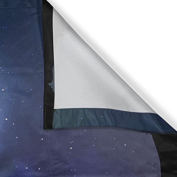 Ambesonne Night Long Kitchen Curtains, Milky Way Inspired Nebula Cluster Galaxy Cosmos Constellation, Two Panels Drapes with Rod Pocket Room Decor, 55" x 45", Blue Black