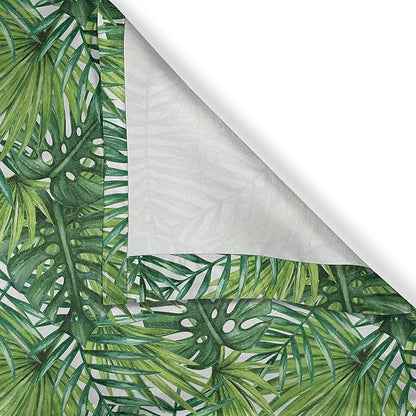 Ambesonne Leaf Valance & Tier Curtain 3 pcs Set, Tropical Exotic Banana Forest Palm Tree Leaves Watercolor Design Image, Window Treatments for Kitchen Room Decor, 55" x 45", Green