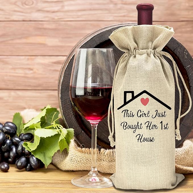 This Girl Just Bought Her 1st House-Wine Bag-Housewarming Wine Bag Gifts for Sister Best Friend Daughter Niece BFF-Unique New House New Home Gifts for New Houseowner-Realtor Gift for Clients