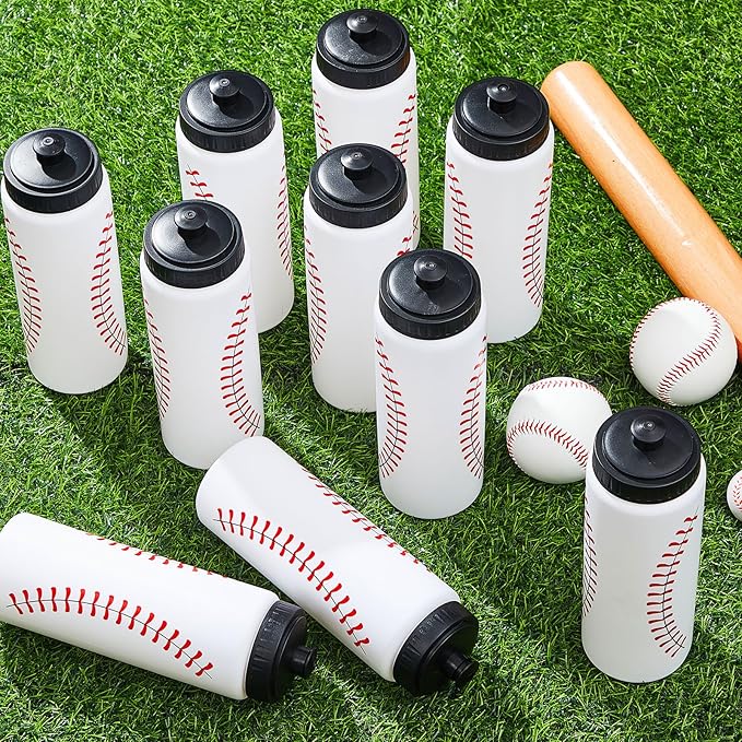 Yaomiao Baseball Water Bottle Bulk Reusable Baseball Sports Bottle for Boys 20 oz Squeeze Water Bottles Baseball Accessories Gifts for Boys Girls School Sports