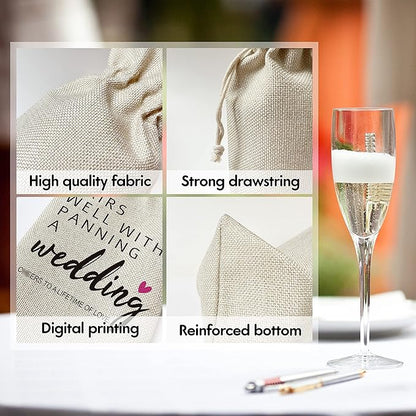 Zodvery Wedding Wine Gift Bags - for Wedding Ceremony, Engagement - Reusable Burlap With Drawstring Gift Bag (5.5"x 13.5")-1 Pcs/jiu033