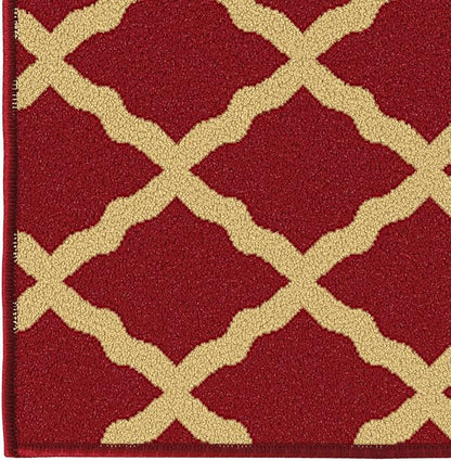 Ottomanson Ottohome Collection Non-Slip Rubberback Trellis Design 5x7 Indoor Area Rug - 5' x 6'6", Red