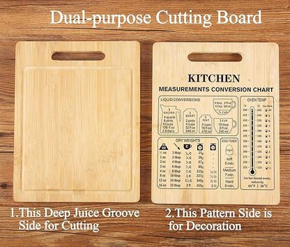 Congratulation New Home Gift-Housewarming Gift-Anniversary Retirement Birthday Wedding Christmas Gift for Houseowner-Kitchen Measurements Conversion Chart-Home Sweet Home Bamboo Cutting Board