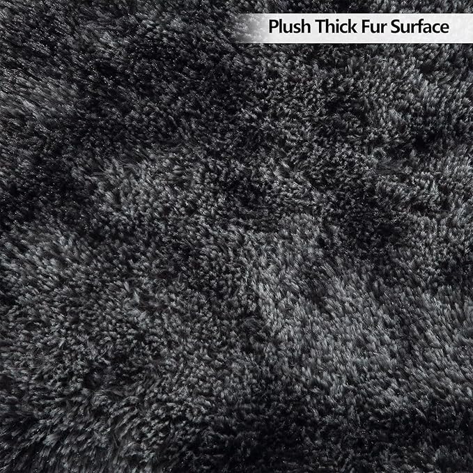 10x13 Feet Shag Area Rugs for Living Room Large Shaggy Fluffy Bedroom Carpet Soft Plush Throw Rugs for Nursery Kids Room Extra Large Fuzzy Furry Rug for Gilrs Boys Room Decor,Tie Dye Black Grey