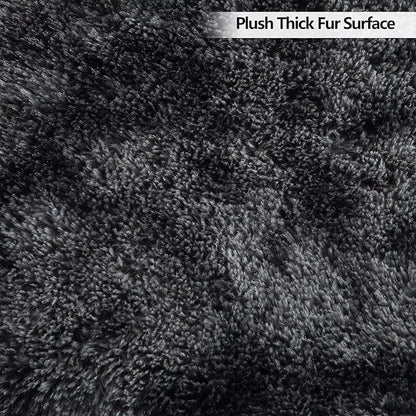 5x8 Fluffy Shaggy Area Rug for Living Room Indoor Modern Faux Fur Carpet for Bedroom Non Slip Fuzzy Floorcover Mat for Nursery Kids Room Soft Thick Throw Rug for Home Decor, Tie Dye Black Grey