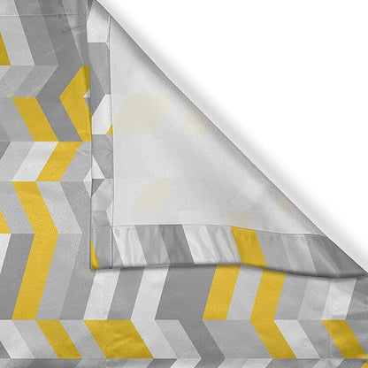 Ambesonne Grey and Yellow Kitchen Curtains, Geometric Vintage 60s Home Pattern Inspired Herringbone Zig Zag Lines, Window Drapes 2 Panel Set for Kitchen Cafe Decor, 55" x 39", Yellow Grey