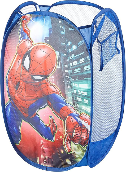 "Idea Nuova Marvel Spiderman Pop Up Hamper with Durable Carry Handles, 21"" H x 13.5"" W X 13.5"" L", red