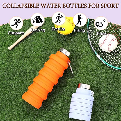 17oz Collapsible Water Bottles for Travel 500ml Reusable Foldable Silicone Water Bottle with Portable Buckle Silicone for Camping Hiking Sport