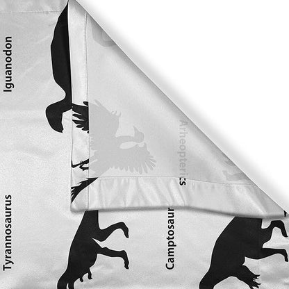 Ambesonne Dinosaur Kitchen Curtains, Composition Different Dinosaurs Silhouettes with Their Names Evolution Wildlife, Window Drapes 2 Panel Set for Kitchen Cafe Decor, 55" x 39", White Black