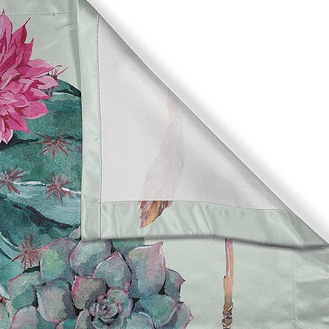 Ambesonne Cactus Long Kitchen Curtains, Spring Garden with Boho Style Bouquet of Thorny Plants Blossoms Arrows Feathers, Two Panels Drapes with Rod Pocket Room Decor, 55" x 45", Mint Green