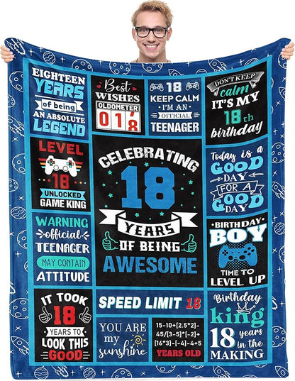 18 Year Old Boy Gifts Birthday Gifts for 18 Year Old Boys, Kids Blanket 60 x 50 Inches Warm Flannel Throw Blankets for Boys 18 Year Old Boy Birthday Gifts Ideas