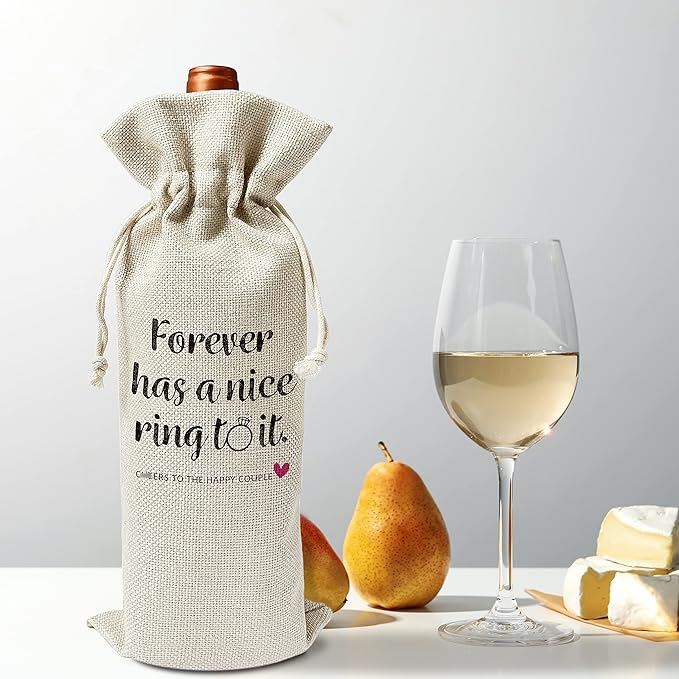 Zodvery Wedding Wine Gift Bags - Gift for Bride-To-Be, Wedding, Engagement Party - Reusable Burlap With Drawstring Gift Bag (5.5"x 13.5")-1 Pcs/jiu026