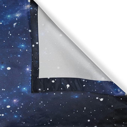 Ambesonne Constellation Long Kitchen Curtains, Outer Space Star Nebula Astral Cluster Astronomy Theme Galaxy Mystery, Two Panels Drapes with Rod Pocket Room Decor, 55" x 45", Black Blue