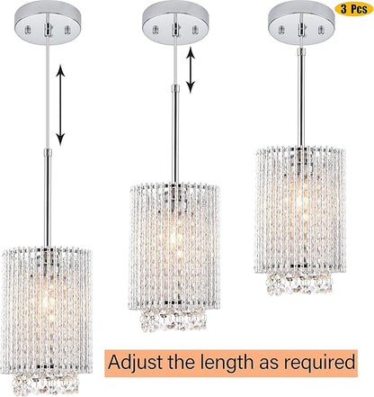 3 Pendant Lights Farmhouse Light Fixtures Kitchen Island Lighting Crystal Hanging Lamp Modern Pendants Ceiling Lamps,for Dinning Room Bedroom Hallway Bar (E26 Base)