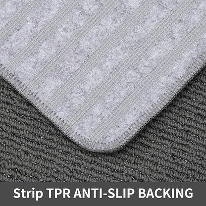 COSY HOMEER 24x35 Inch/24X60 Inch Kitchen Rug Mats Made of 100% Polypropylene Strip TPR Backing 2 Pieces Soft Kitchen Mat Specialized in Anti Slippery and Machine Washable,Grey