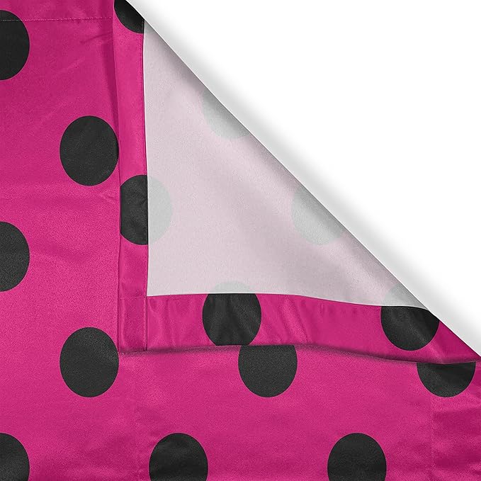 Ambesonne Hot Pink Kitchen Curtains, Pop Art Inspired Design Retro Pattern of Black Polka Dots Classical Spotted, Window Drapes 2 Panel Set for Kitchen Cafe Decor, 55" x 39", Black Pink