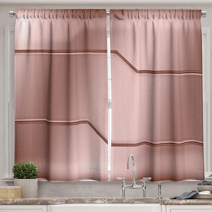 Ambesonne Industrial Long Kitchen Curtains, Realistic Looking Steel Surface Digital Print Plate Image Technology Inspired Design, Two Panels Drapes with Rod Pocket Room Decor, 55" x 45", Rose Gold