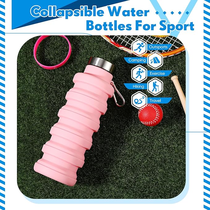 17oz Collapsible Water Bottles for Travel 500ml Reusable Foldable Silicone Water Bottle with Portable Buckle Silicone for Camping Hiking Sport