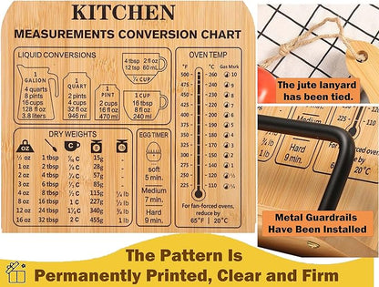 Adjustable Bamboo Cookbook Stand for Kitchen Counter-Sturdy Cook Book Holder-Recipe Book Holder-Birthday Anniversary Housewarming New Home Wedding Christmas Gift-Kitchen Measurement Conversion Chart