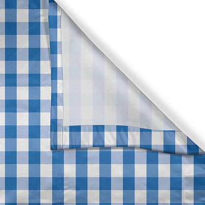 Ambesonne Checkered Kitchen Curtains, Monochrome Gingham Checks Classical Country Culture Old Fashioned Grid Design, Window Drapes 2 Panel Set for Kitchen Cafe Decor, 55" x 39", Blue White