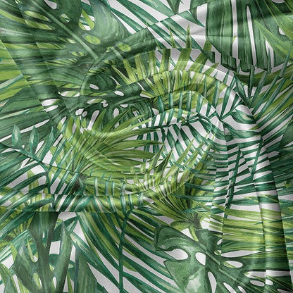 Ambesonne Leaf Valance & Tier Curtain 3 pcs Set, Tropical Exotic Banana Forest Palm Tree Leaves Watercolor Design Image, Window Treatments for Kitchen Room Decor, 55" x 45", Green