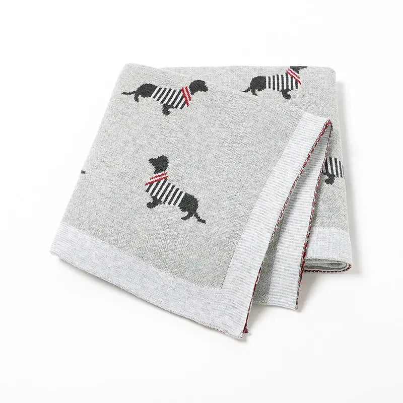 Couverture 100% coton tricotée pour bébé fille et garçon gris pale